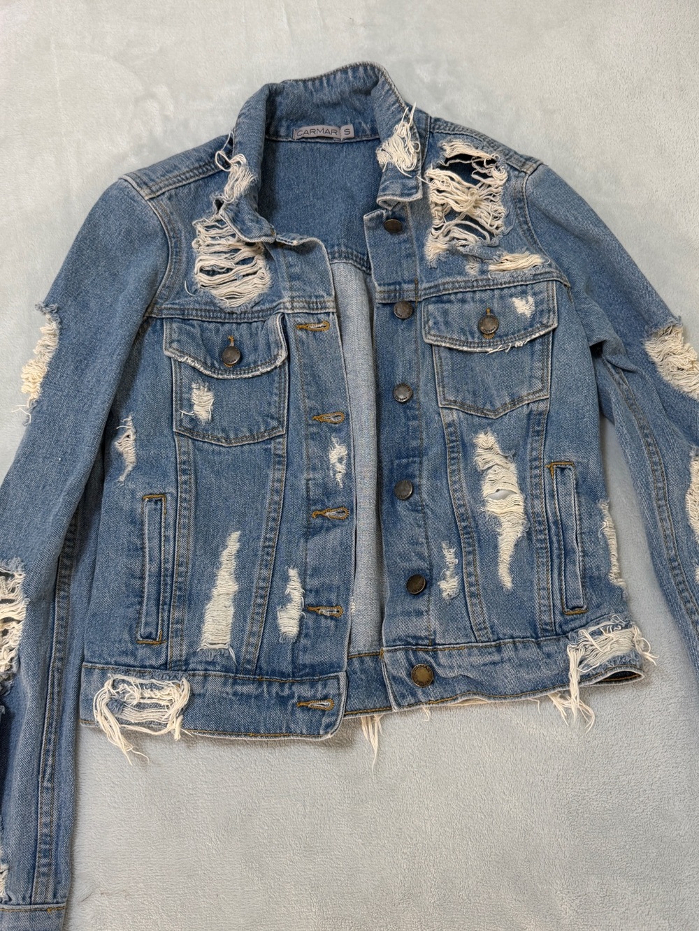 Carmar Light Blue Distressed Denim Jacket